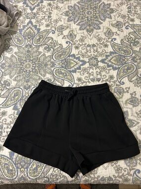 High-Waist Black Women's Pull-On Shorts with Drawstring